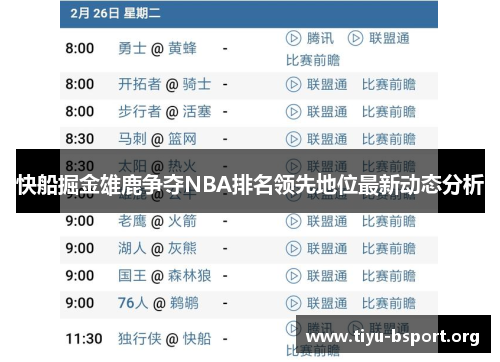 快船掘金雄鹿争夺NBA排名领先地位最新动态分析